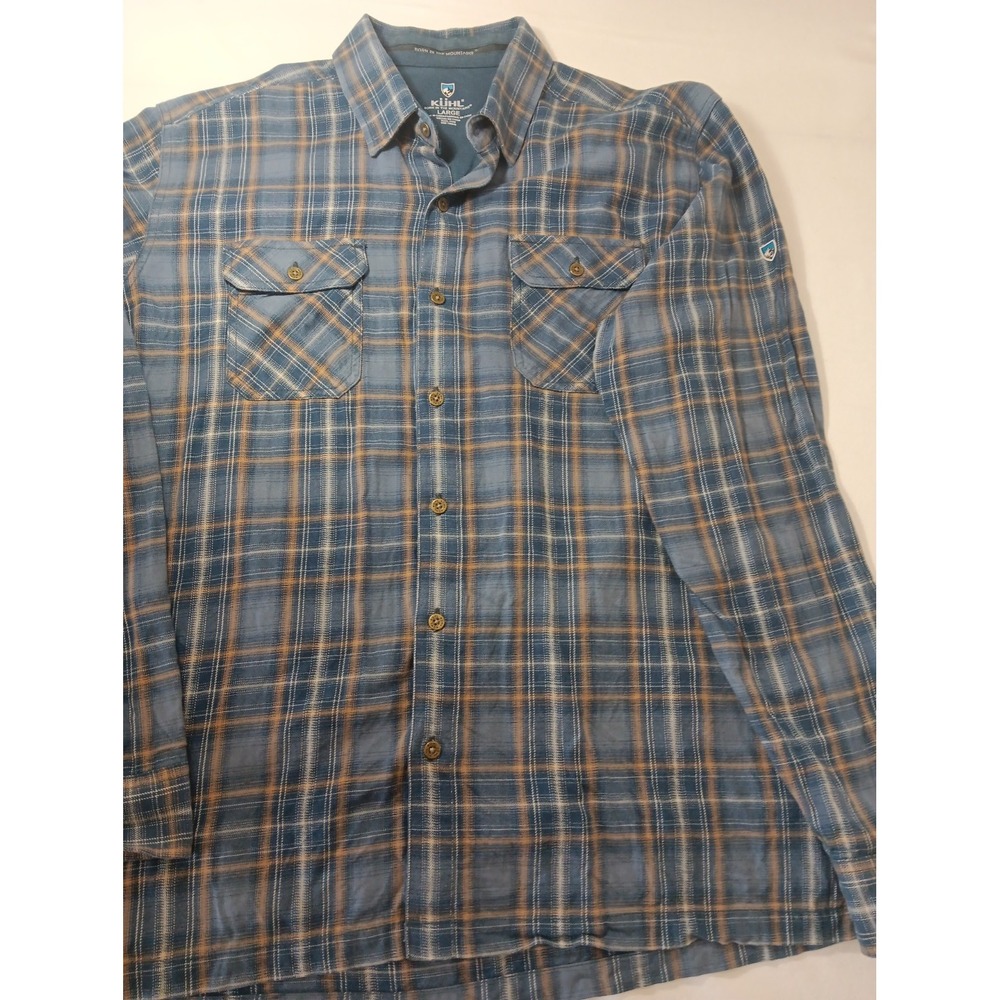 Kuhl Dillingr Shirt Mens L Plaid Flannel Outdoor Hiking Gorpcore Button Up 3003